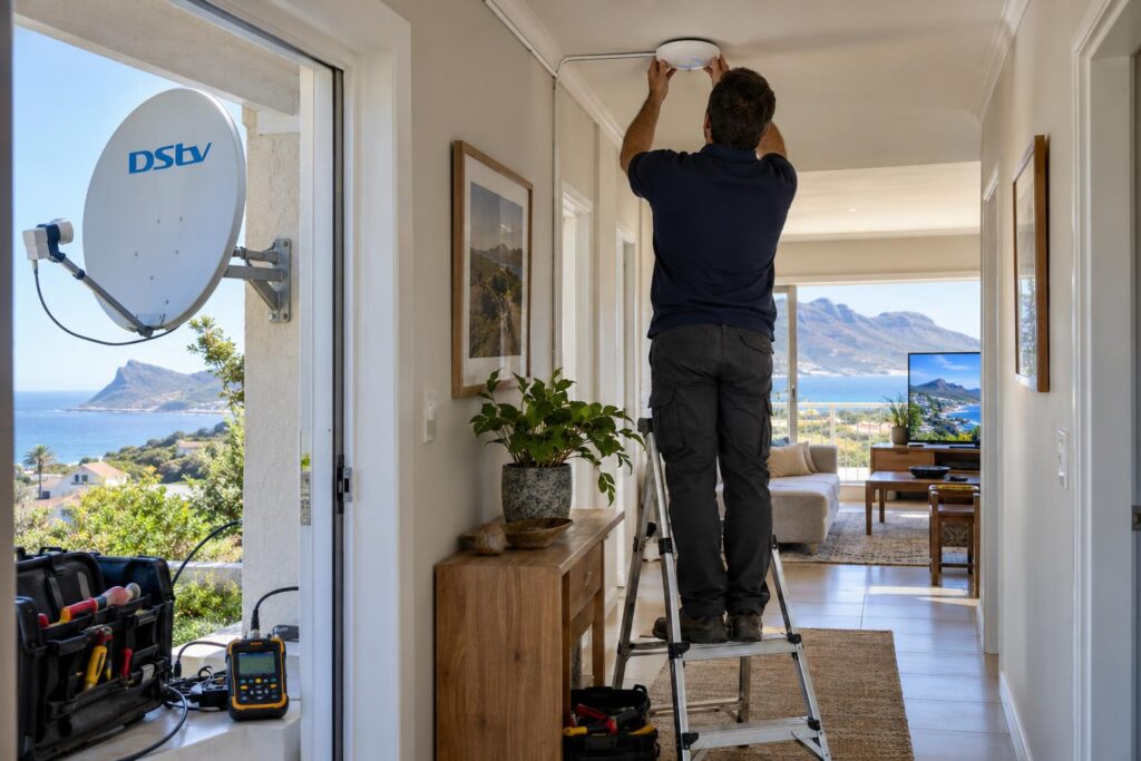 WiFi access point for Catch Up Installer fitting a WiFi access point so Explora Catch Up streams smoothly