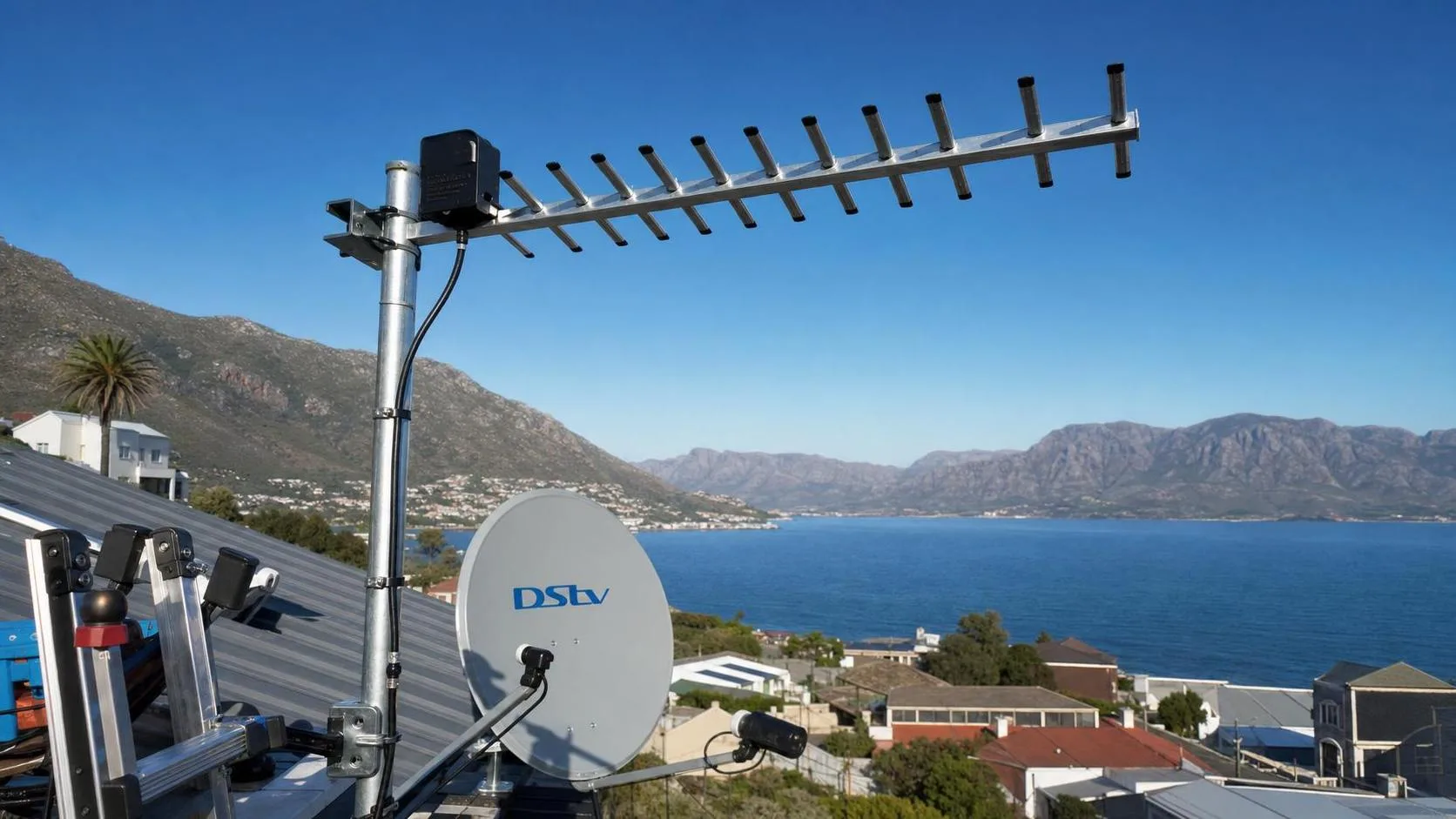 Digital television aerial installed on a Fish Hoek roof